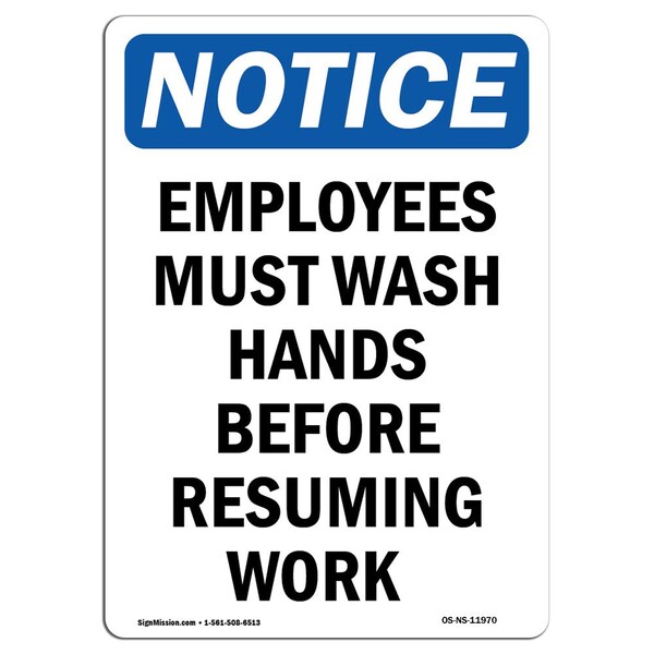 Signmission OSHA Employees Must Sanitize Hands Before Handling 18inX12in Peel & Stick Graphic, RD-1218-L-11965 OS-NS-RD-1218-L-11965 - main